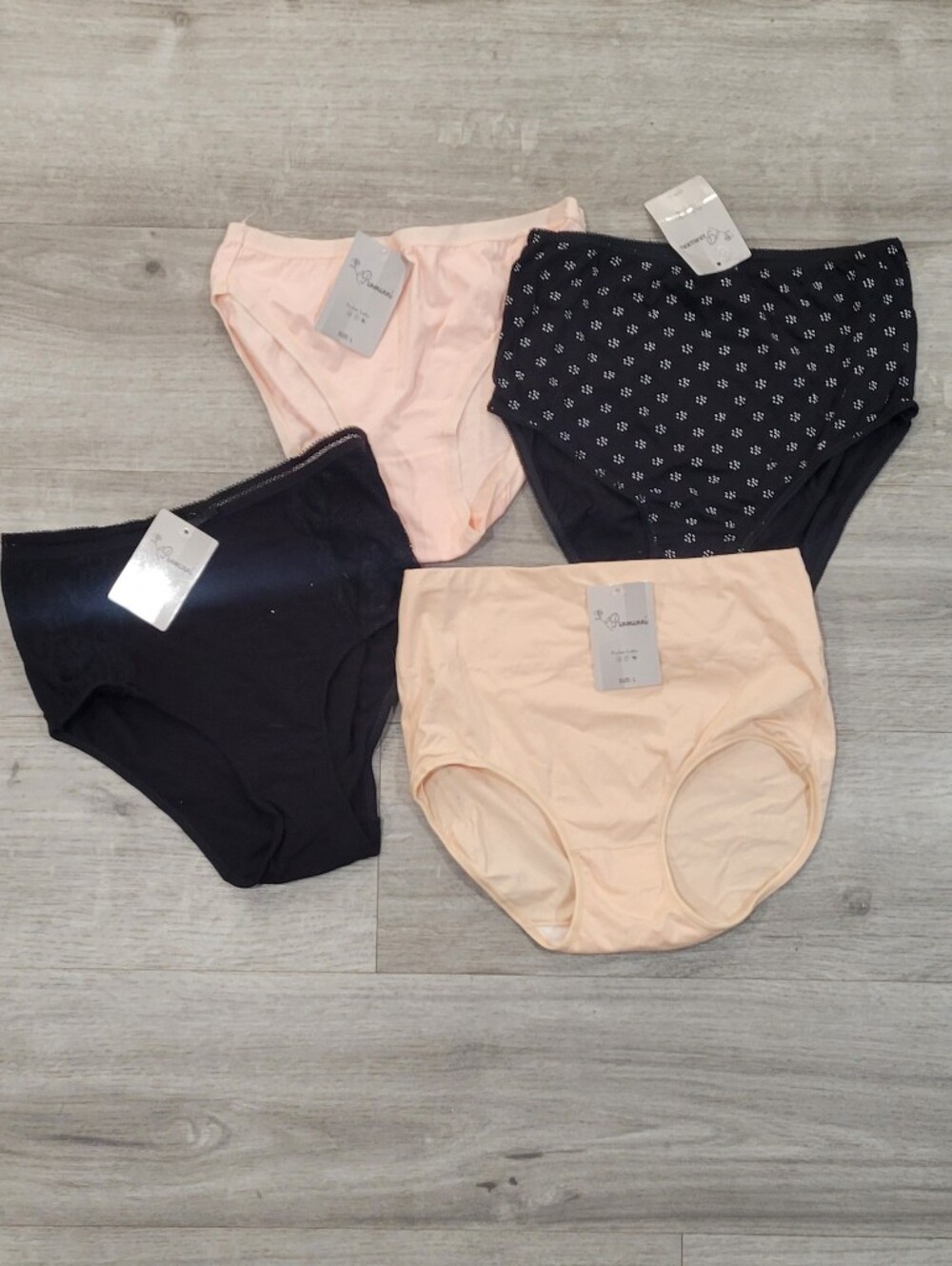 Womens Cotton Briefs Pack - Peach & Black - Unknown Brand